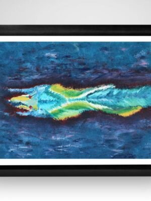 Obra: Lobo azul. Pintura al óleo de Nicolás Riaño