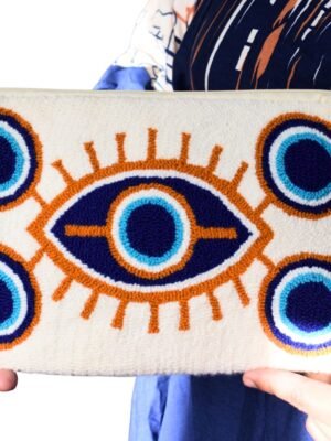 Cartera Wayuu de Mano – Ojo Azul de los Vientos