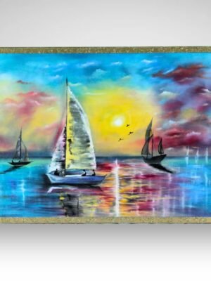 Obra: Velero abstracto. Pintura al óleo de Henry Cruz