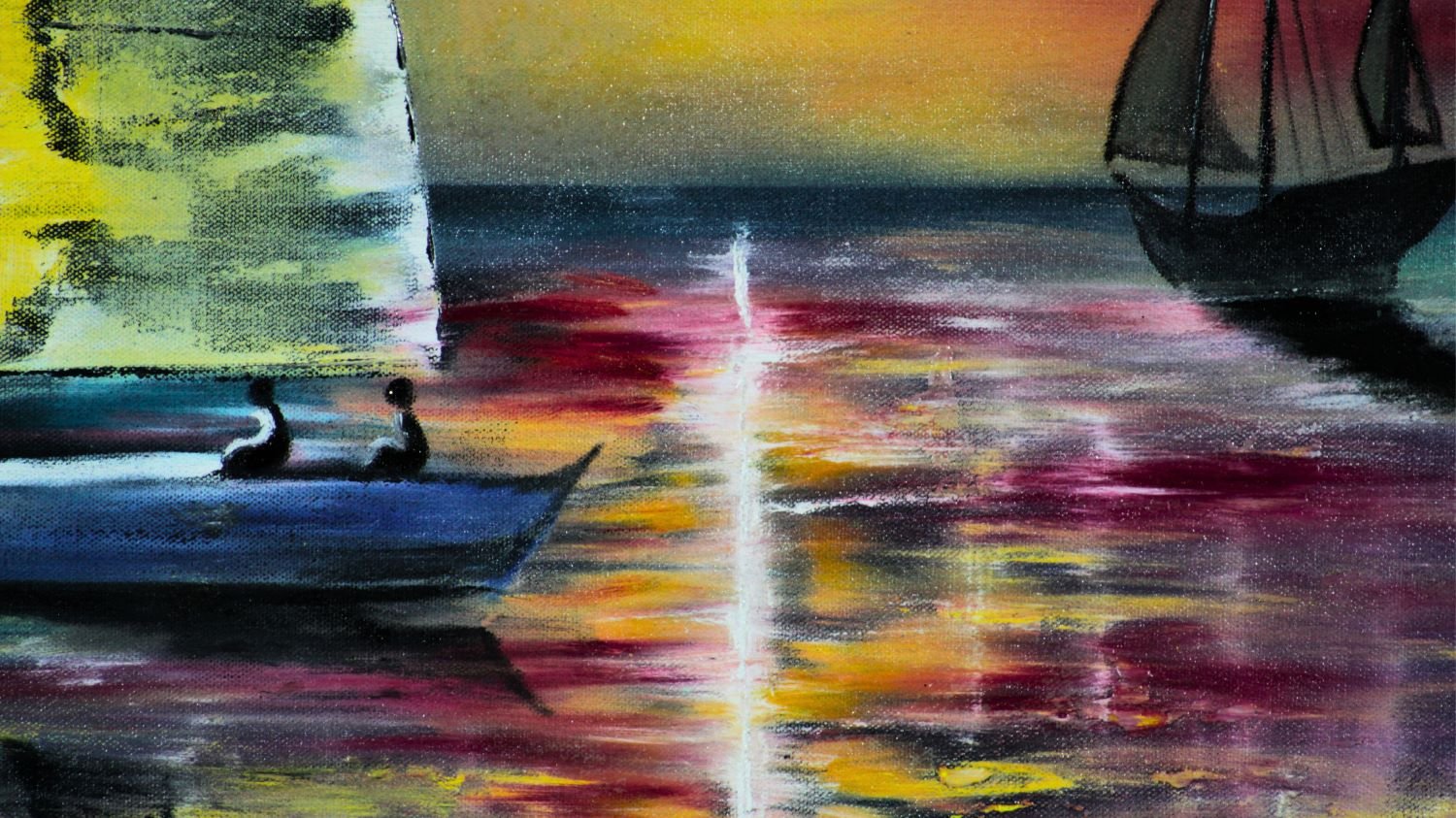 Obra: Velero abstracto. Pintura al óleo de Henry Cruz