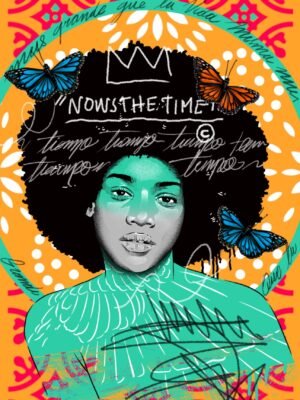 Obra: Morena solar en el tiempo. Stencil sobre papel de Wanda Pot